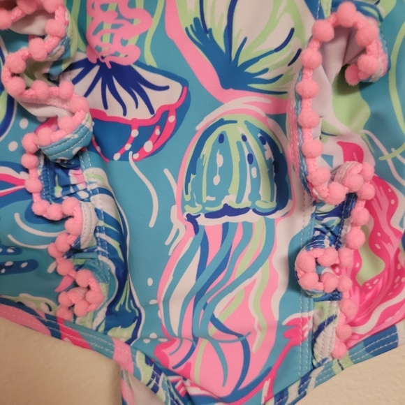 Tommy Bahama Jellyfish Print Ruffle One Piece Swimsuit - Picture 3 of 4